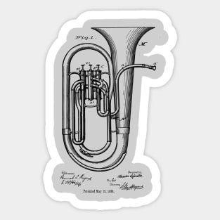 Tuba Instrument Patent Image 1888 Sticker